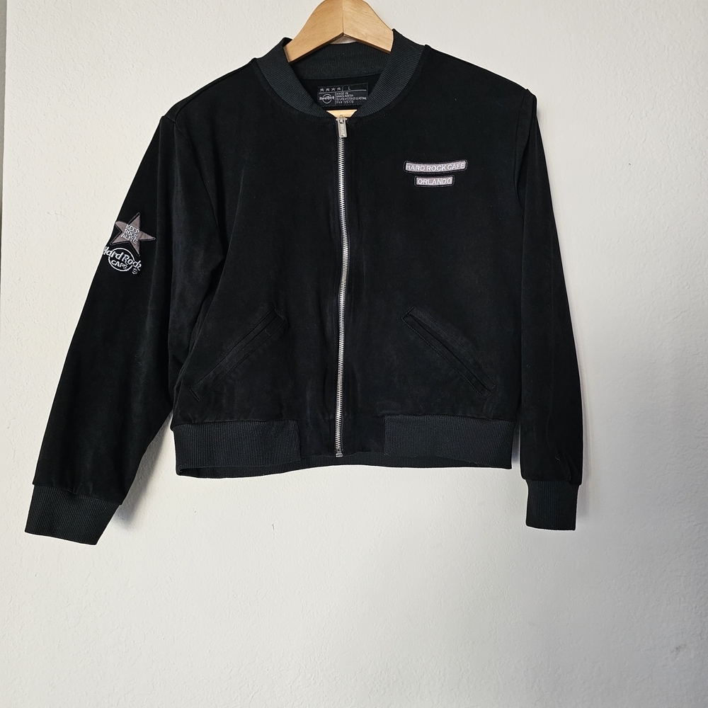 Hard Rock Cafe Detroit Black Zip-Up Bomber Jacket